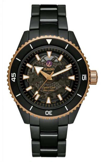 Rado Men's Swiss Automatic Captain Cook High Tech Ceramic Bracelet Watch 43mm In Black