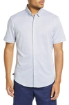 Mizzen + Main Halyard Dot Short Sleeve Stretch Button-up Shirt In Blue Geo Twill Print