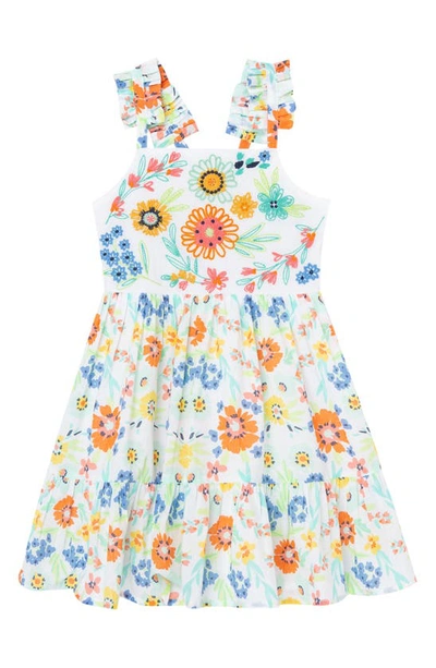 Peek Aren't You Curious Kids' Embroidered Bodice Sleeveless Dress In Print