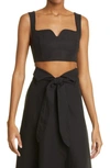 Mara Hoffman Jini Cropped Shirred Tencel™ Lyocell And Linen-blend Top In Black