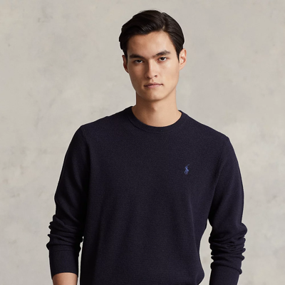 Ralph Lauren Textured Cotton Sweater In Blue