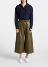 LOEWE CROPPED WIDE-LEG PULL-ON LEATHER PANTS