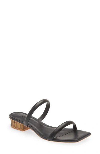 Cult Gaia Liz Square Toe Block Heel Slide Sandal In Black