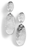 Karine Sultan Hammered Oval Drop Clip-on Earrings In Silver