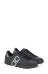 Ferragamo Number Double Gancio Low Top Sneaker In Nero Antracite