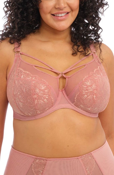 Elomi Brianna Underwire Strappy Plunge Bra In Ash Rose