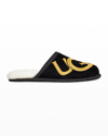 UGG MEN'S SCUFF LOGO SUEDE/SHEEPSKIN SLIPPERS