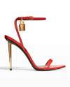 Tom Ford Lock 105mm Velvet Ankle-strap Sandals In Poppy