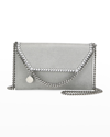 Stella Mccartney Falabella Mini Shaggy Deer Wallet On Chain In Light Gray