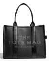 The Marc Jacobs The Leather Large Tote Bag In Black