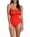 LA BLANCA RUFFLED STRAPLESS ONE-PIECE SWIMSUIT