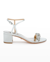 Badgley Mischka Tanessa Satin Ankle-strap Sandals In Soft Blue Radianc