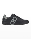 Ferragamo Number Double Gancio Low Top Sneaker In Nero