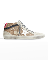 GOLDEN GOOSE MID STAR GLITTER WING-TIP SNEAKERS