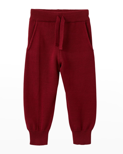 Vild - House Of Little Kid's Organic Cotton Knit Joggers In Red Jasper