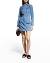 7 FOR ALL MANKIND BUTTON-FRONT DENIM MINI DRESS