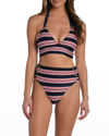 La Blanca Sailor Halter Neck Longline Bikini Top In Indigo