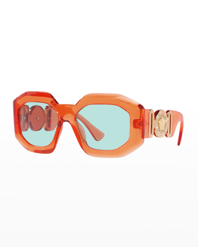 Versace Medusa Square Plastic Sunglasses In Azure