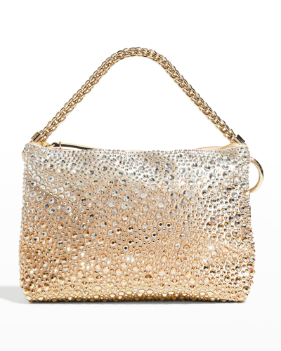 Jimmy Choo Callie Crystal Satin Top-handle Bag In Gold/gold