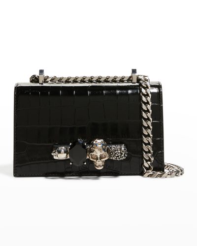 Alexander Mcqueen Mini Jeweled Satchel In Black