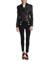 Balmain Zipped Leather Biker Jacket In Black