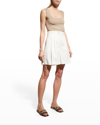 Vince Square-neck Cropped Stretch-cotton Top In Smokey Quartz