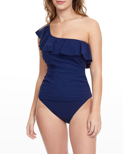 Profile By Gottex Tutti Frutti One-shoulder Tankini Swim Top In Blue