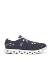 On Cloud 5 Running Shoes In Midnight & White
