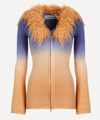 House Of Sunny Peggy Faux-fur Trim Knitted Cardigan In Multi