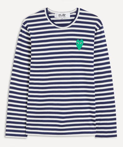 Comme Des Garçons Play Striped Longsleeve T-shirt Blue In Navy