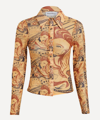House Of Sunny Let's Get Out Abstract-pattern Stretch-woven Shirt In Brown