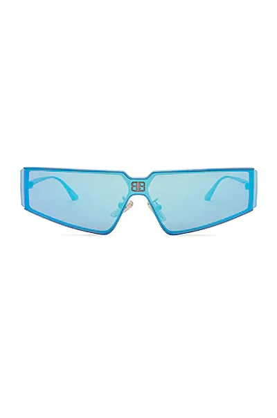 Balenciaga Mirrored Geometric-frame Sunglasses In Blue