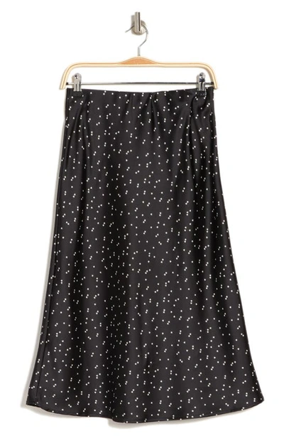 Renee C Star Print Satin Midi Skirt In Black