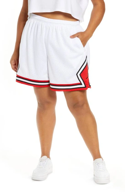 Jordan Essential Diamond Basketball Shorts In White/gym Red