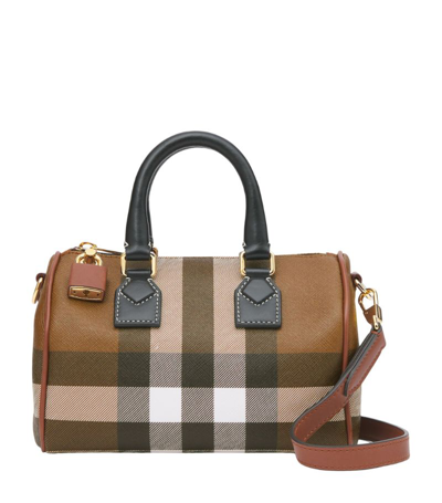 Burberry Mini Check Bowling Bag In Brown