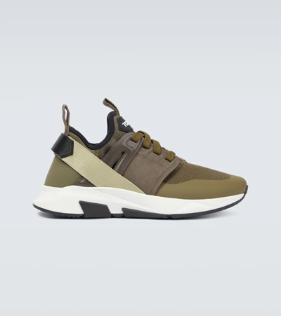 Tom Ford Jago Nylon Mesh Trainers In Brown