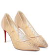 Christian Louboutin Follies Strass Embellished Mesh Pumps In Version Light Silk