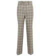 GUCCI CHECKED LINEN-BLEND STRAIGHT PANTS