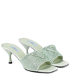 Prada Crystal Embellished Open-toe Mules In Aqua