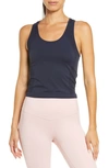 Sweaty Betty Athlete Crop Seamless Tank Top In Navy Blue