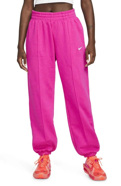 Nike Sportswear Essential Fleece Pants In Active Pink/ White