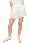 Michael Stars Sia Crinkle Gauze Elastic Waist Shorts In White