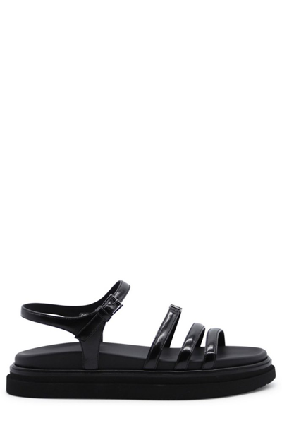 Hogan Buckle-strap Flat Sandals In Black