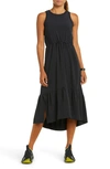 Zella Drawcord Waist Tiered Maxi Dress In Black