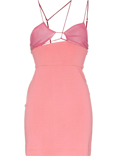 Nensi Dojaka Asymmetric Cut-out Stretch-knit Mini Dress In Pink