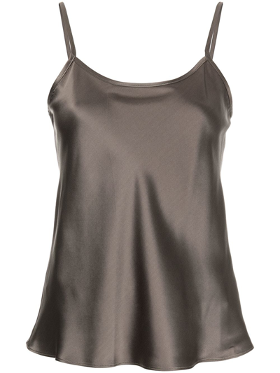 Voz Flared Silk Vest Top In Grau