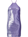 Attico Audrey Sequined Low Back Mini Dress In Violett