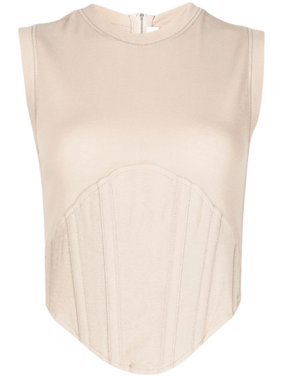Dion Lee Fine-ribbed Corset Tank Top In Braun