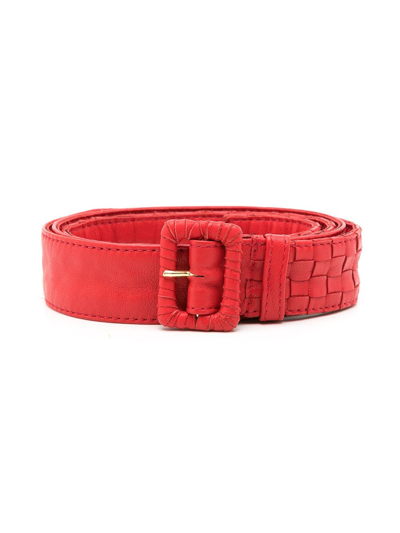 Amir Slama Woven Leather Belt In Red