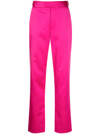 Rta 'maren' Flat Front High Rise Satin Pants In Pink